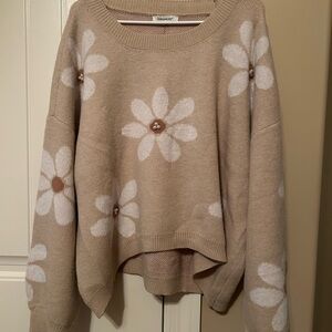 Francesca's Collections Cream Floral Sweater